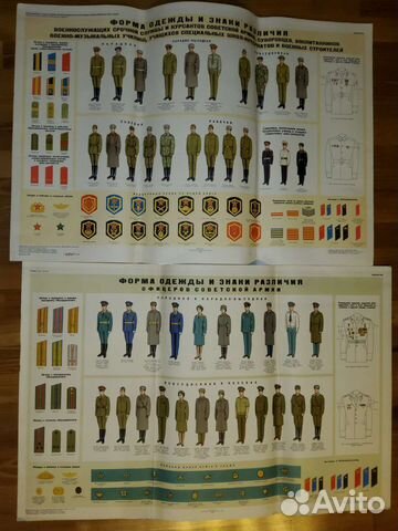 Военная Форма Знаки различия плакаты 5 видов купить в Павловске с ...