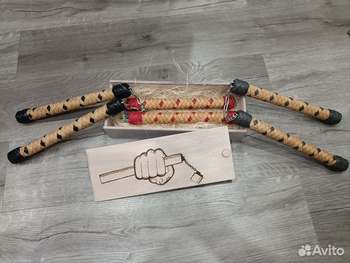 Нунчаки натуральная кожа