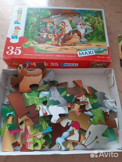 Пазлы разные, пазлы с машинкой, пазлы 4 в 1