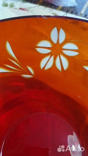 Ваза для фруктов цветное стекло СССР