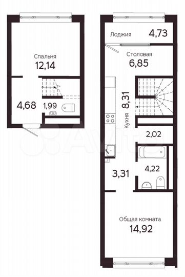 2-к. квартира, 67,3 м², 2/22 эт.