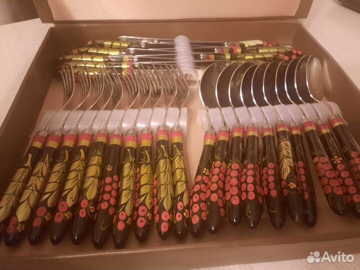 Набор столовых приборов СССР хохлома 30 предметов