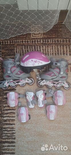 Роликовые коньки детские раздвижные с защитой