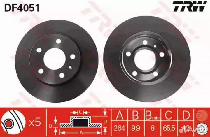 TRW DF4051 Диск тормозной зад