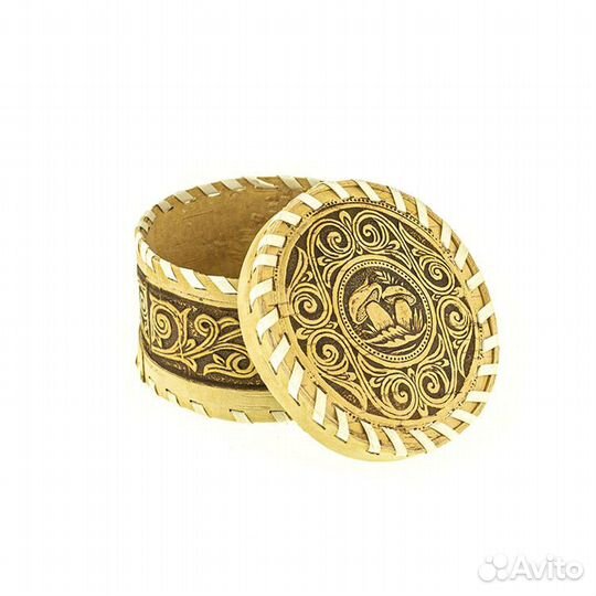 Шкатулка шитая D100 Грибочки (250мл., береста)