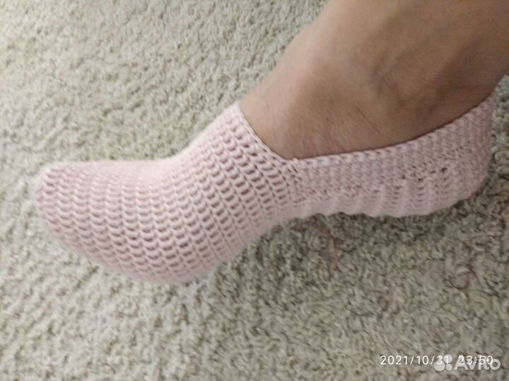 Носки женские, следки вязанные