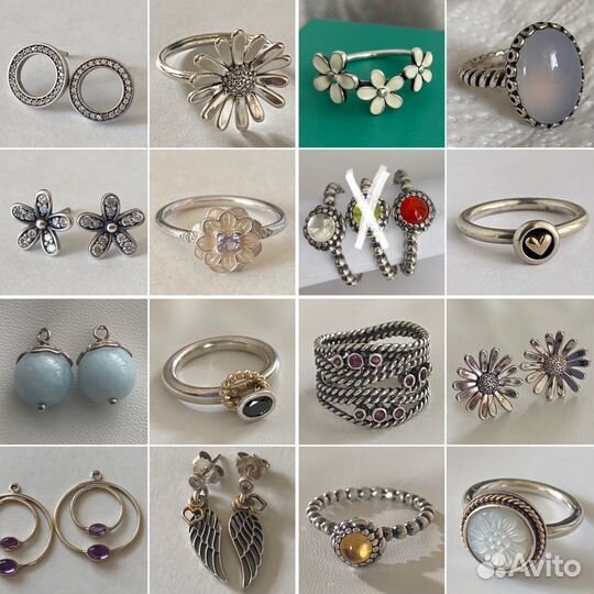 Pandora серьги кольца