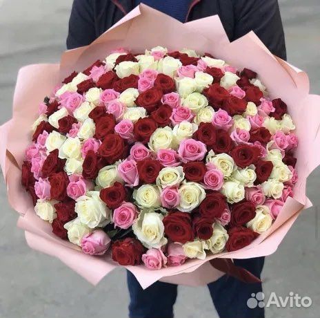 Большие букеты роз микс