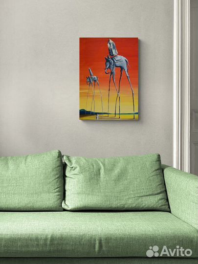 Арт картина по мотивам Сальвадор Дали - Слоны