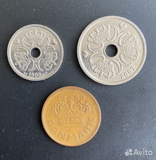 Датская крона 3 монеты