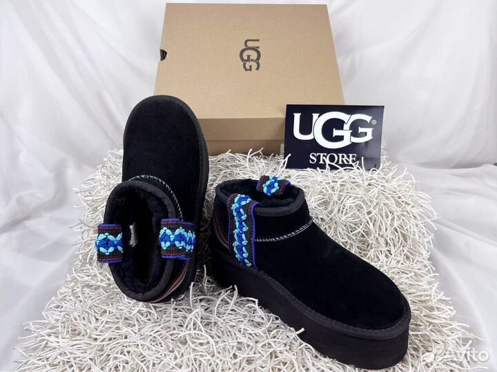 UGG classic ultra mini braid plat boot black