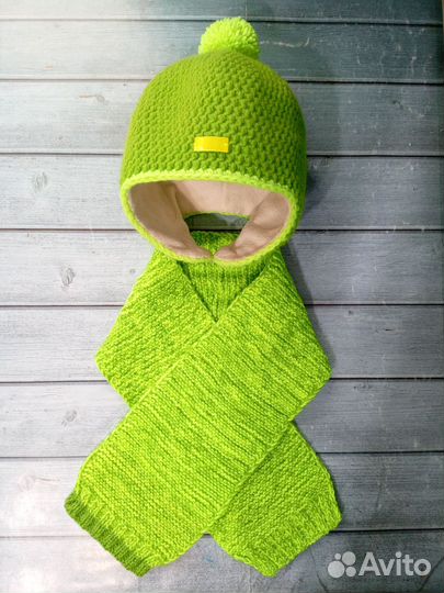 Шапка и шарф Шерсть мериноса, зима 5-6 лет