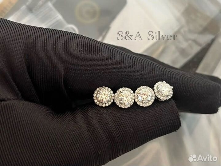 Пусеты с бриллиантами(муассанит) 1,2 карата