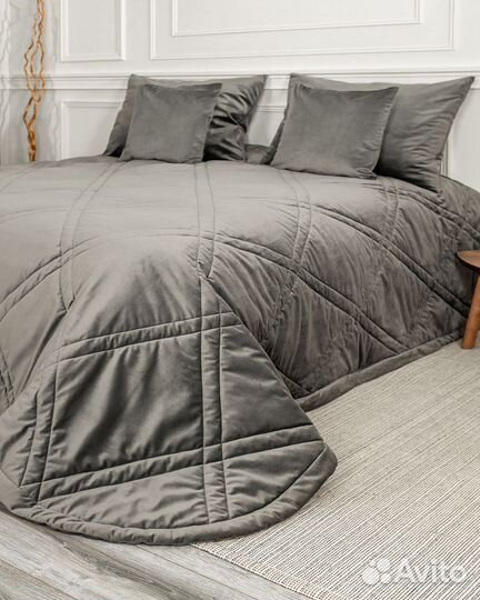 Покрывало бархат Беллиссимо стальной