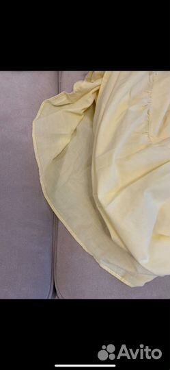 Жёлтая простыня с рюшами полуторная