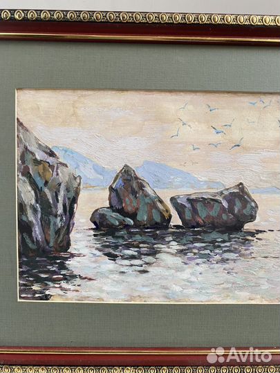 Картина гуашью Крым берег моря Бакаев