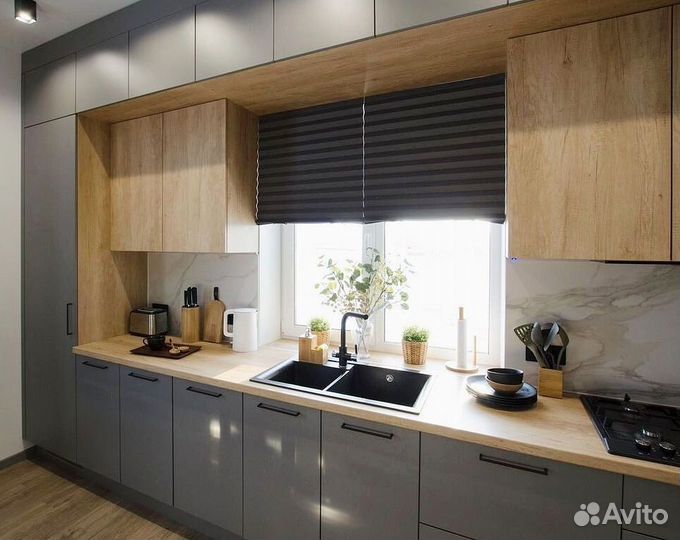 Прямая кухня с мдф фасадами