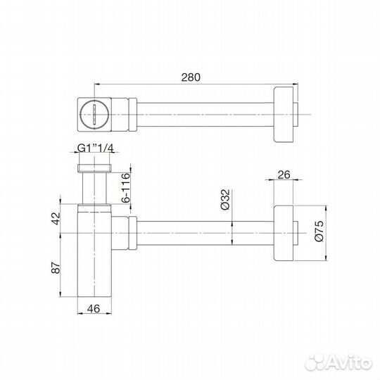 Сифон для раковины Webert AC0404010, золото