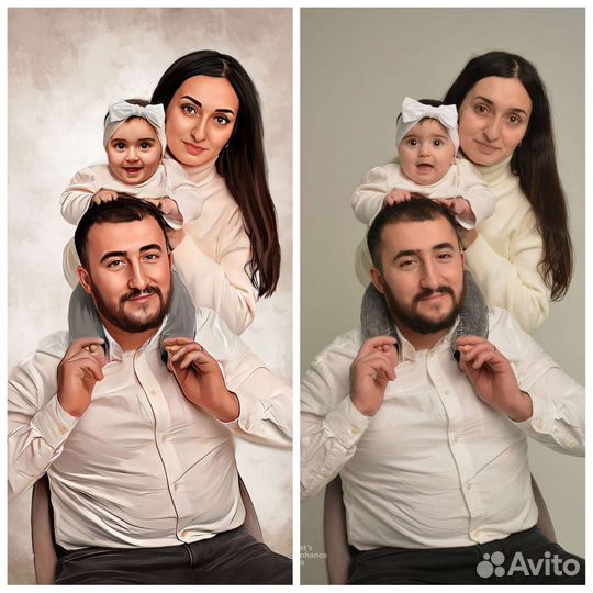 Портрет по фото на холсте