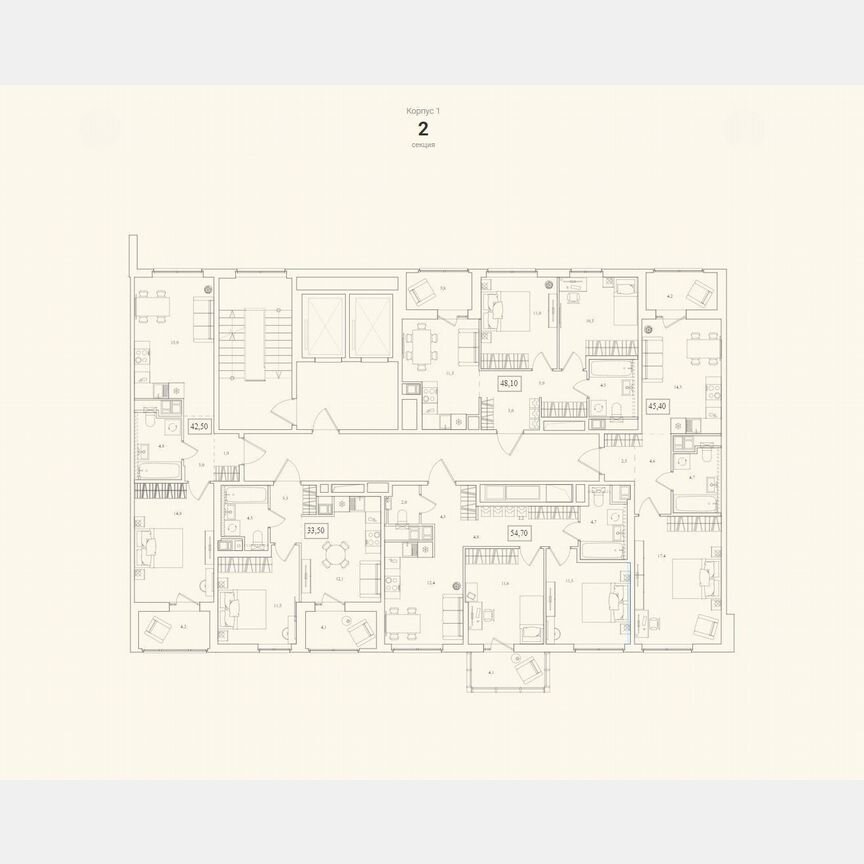 1-к. квартира, 45,4 м², 3/12 эт.
