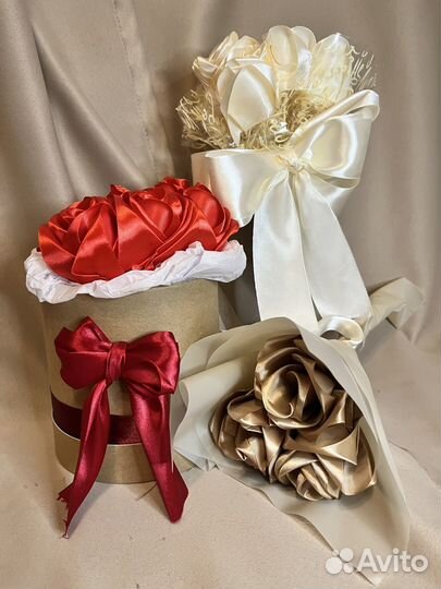 Букет /букеты роз / розы из атласных лент