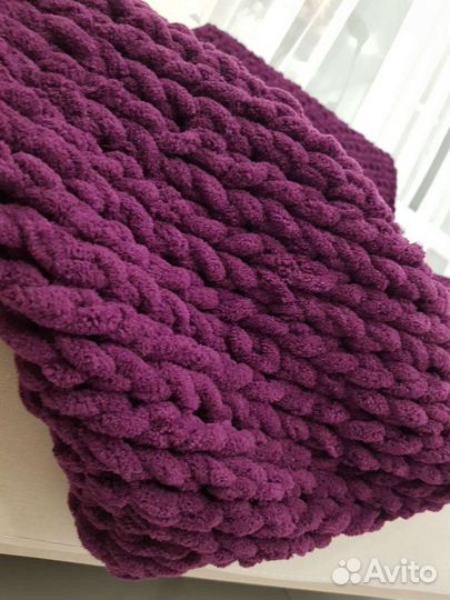 Плед из плюшевой пряжи