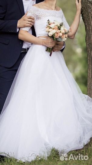 Свадебное платье (топ + юбка) р-р 44-46