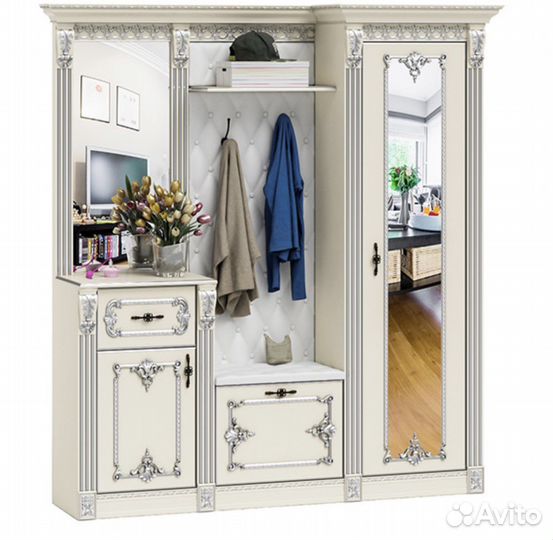 Прихожая «Визит» оригинал белая серебро