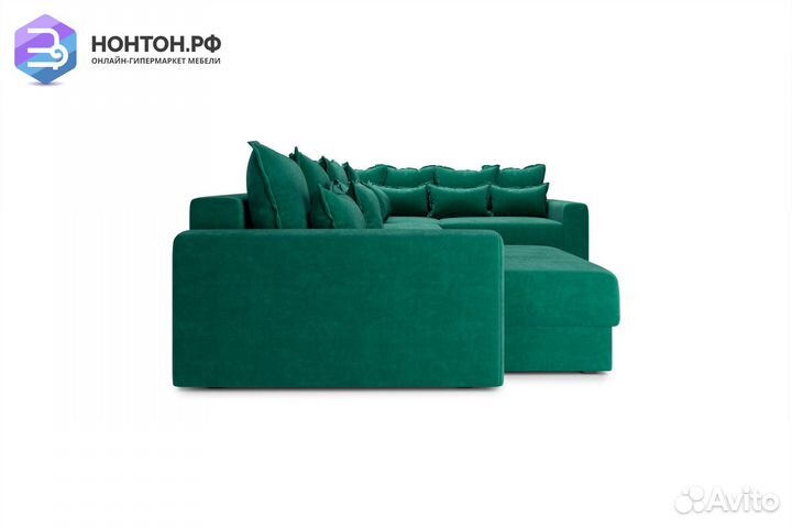 Диван п-образный тик-так Омега изумрудный