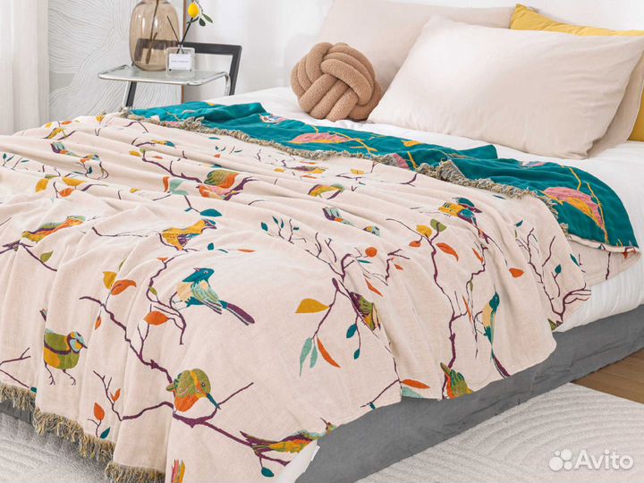 Стильное эффектное покрывало 150х200 хлопок