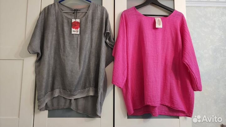 Новая Кофта/Блузка/Футболка р.50-56 Италия Сер/Роз