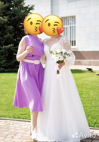 Свадебное платье 44 46 бу