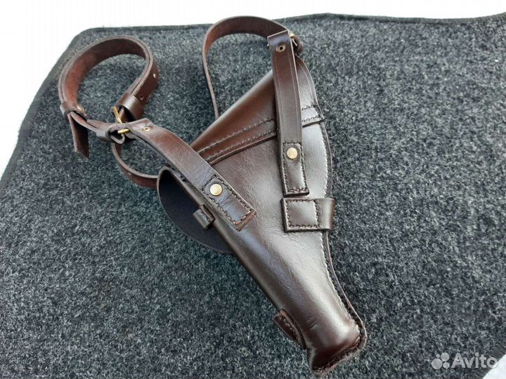 Кобура с ремнем через плечо для рев. Наган кожа