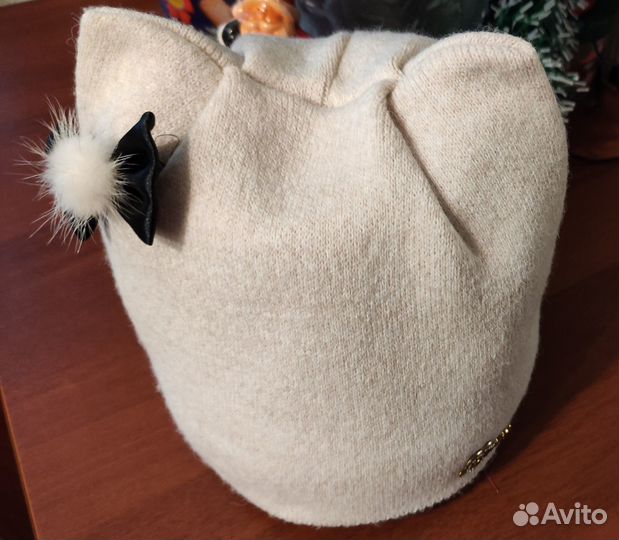 Котошапка для девочки на флисе р.54-55