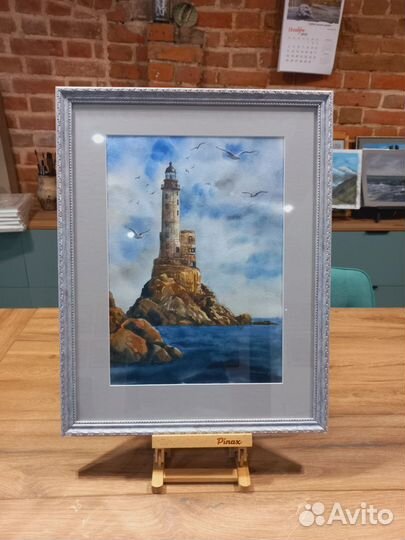 Картина акварель маяк
