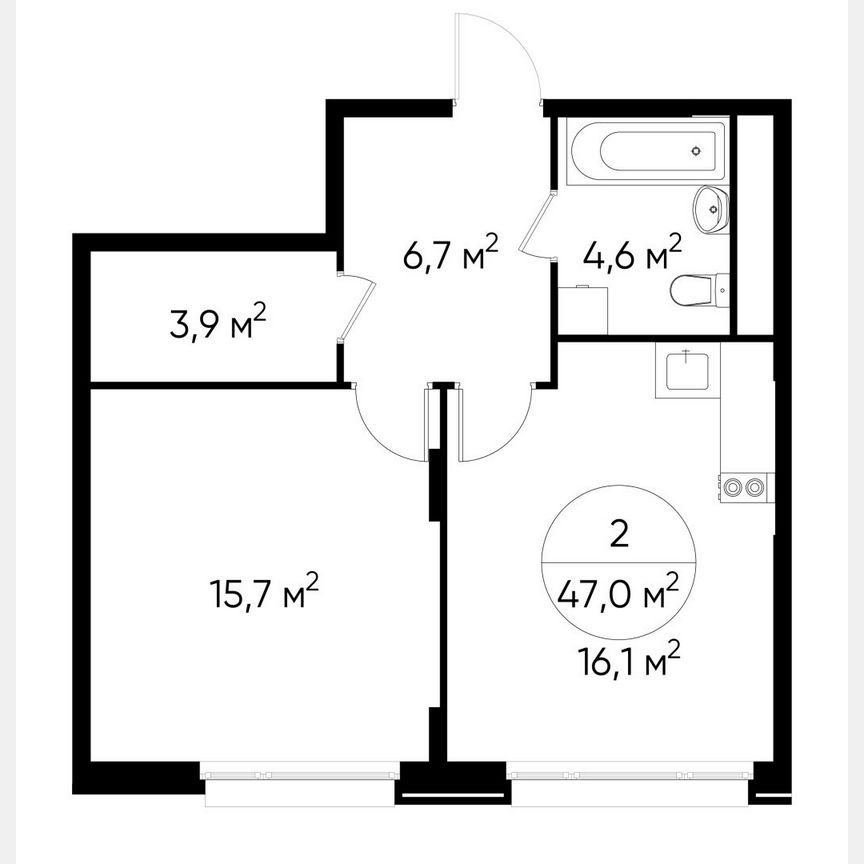 1-к. квартира, 47 м², 8/17 эт.