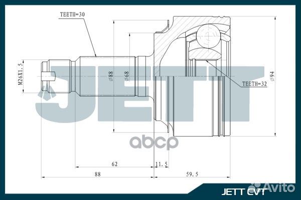 ШРУС внешний jett V41-3124 V41-3124 jett