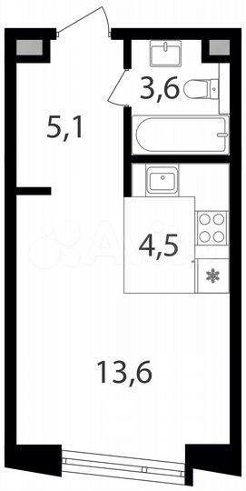 Квартира-студия, 26,8 м², 13/25 эт.