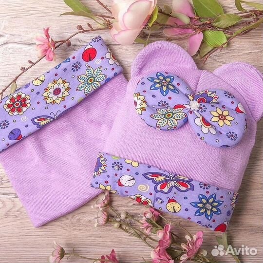 Комплект демисезонный шапка и снуд