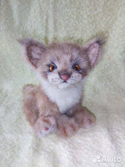 Игрушка авторская коллекционная котенок, рысенок