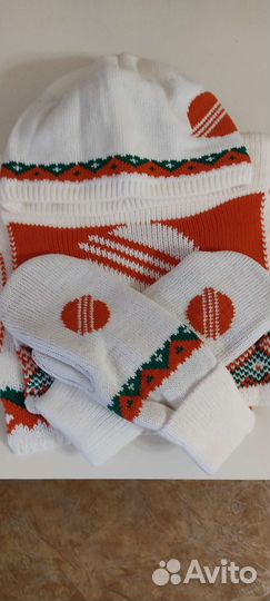 Комплект шапка, шарф, варежки