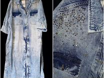 Шикарное джинсовое платье/плащ тенсел до 54
