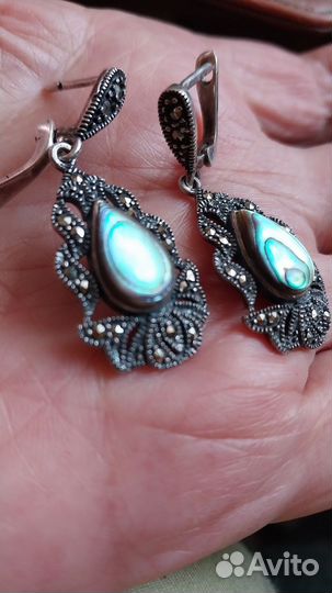 Серьги серебро длинные 925