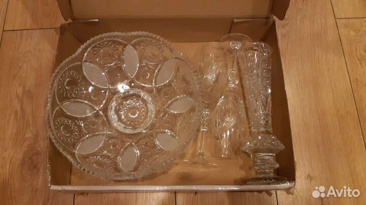 Ваза для фруктов, бокалы хрусталь