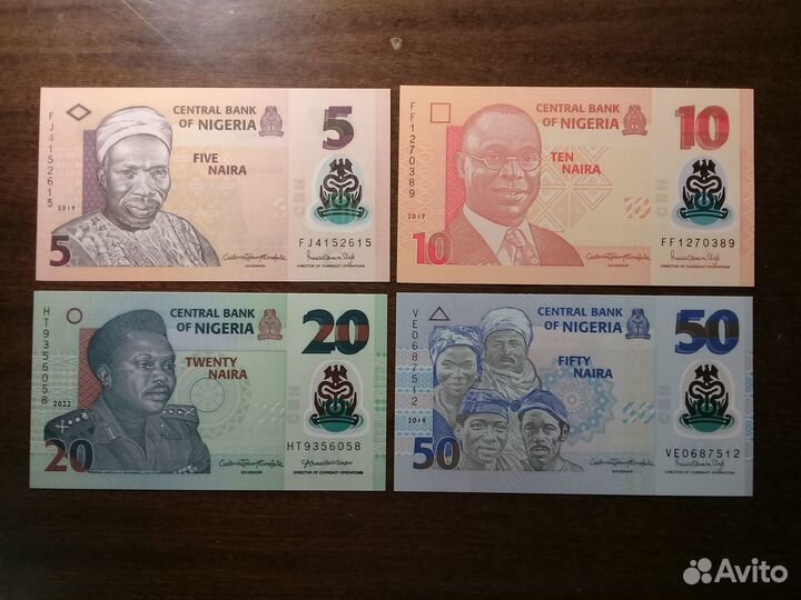 Банкноты Нигерии 5,10,20,50 найра (полимер)
