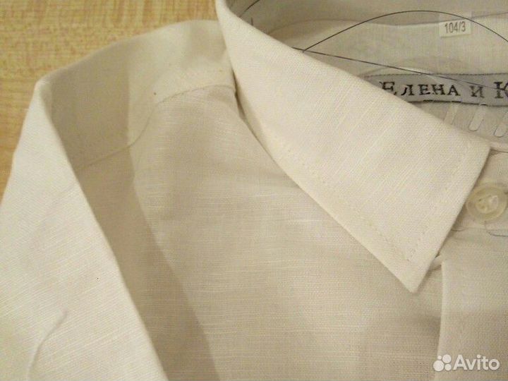 Рубашка льняная белая рост 98-104