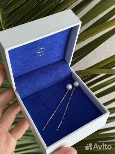 Серьги с жемчугом подвески серебро