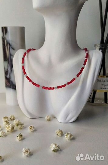 Колье чокер ожерелье бисер перламутр