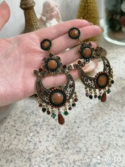 Серьги массивные этнические Индия