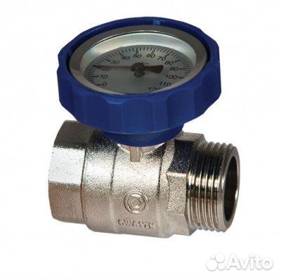 Кран шаровый со встроенным термометром hansa синий